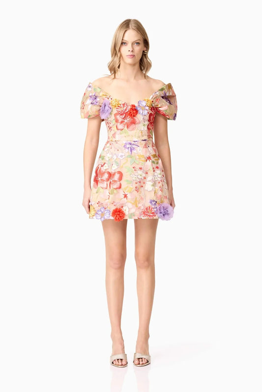Elliatt - Sophie Puff Sleeves Mini Dress Size M (New With Tags)